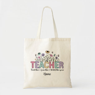 Retro Vintage WildblommTeacher-uppskattning Tygkasse