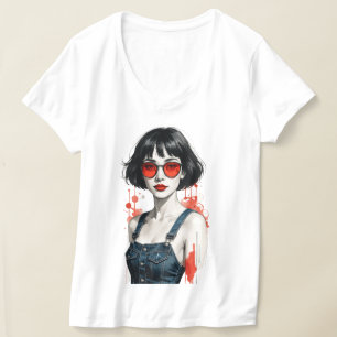 Retro Vintage Y2K Dam-T-Shirt – 80-tal 90-tal Popk T Shirt