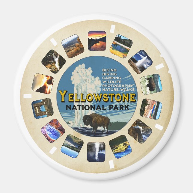Retro Vintage Yellowstone National Park Magnet (Framsidan)