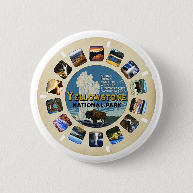 Retro Vintage Yellowstone National Park Souvenir Knapp (Framsida)