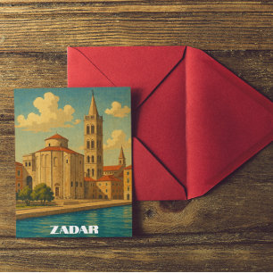 Retro Vintage Zadar Kroatien Travel Vykort