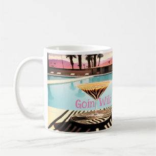 Retro Vintage Zebra Theme Poolside Handflatan Vår Kaffemugg