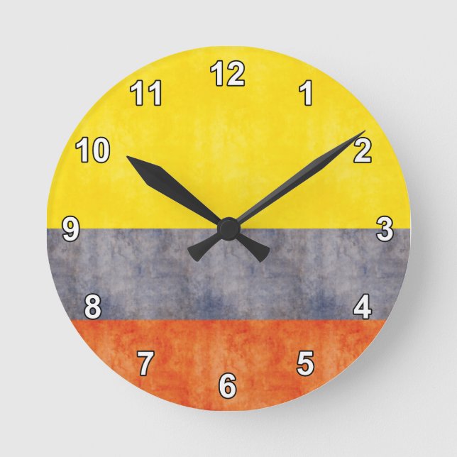 Retro vintageColombia flagga Rund Klocka (Framsida)