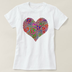 Retro vintagefredhjärta tee shirt