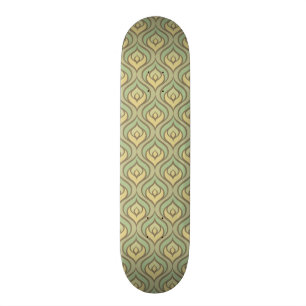 Retro vintagegrönt- och gultmönster old school skateboard bräda 21,6 cm