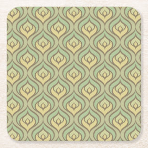 Retro vintagegrönt- och gultmönster underlägg papper kvadrat
