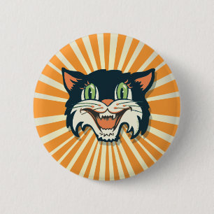 Retro vintageHalloween katt Knapp