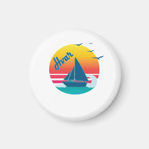 Retro vintageHvar solnedgång som är #Hvar Magnet