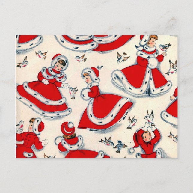 Retro vintagejul helg vykort (Framsida)