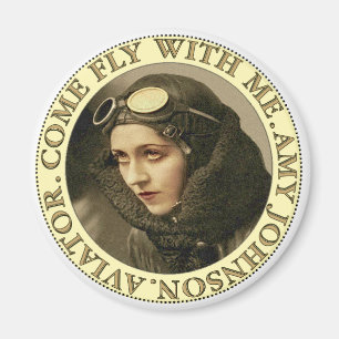 Retro vintagekvinnaflygare magnet