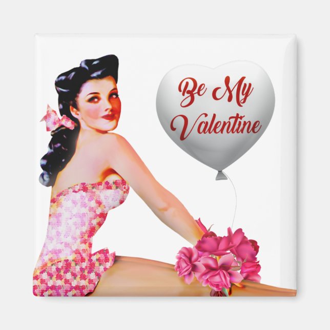 Retro-Vintagen är min Valentine Pinup Girl Magnet (Framsidan)
