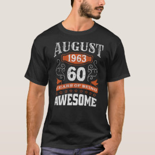 Retro-Vintagen Augusti 1963 60 Year Old Birth Awes T Shirt