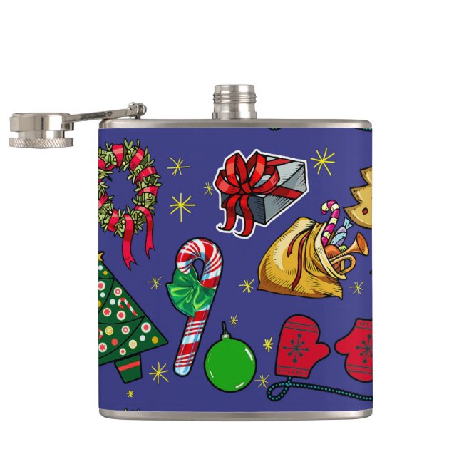 Retro-Vintagen - färgstark blå röd Grönt Fickplunta (Öppnad)