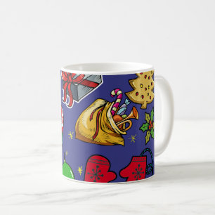 Retro-Vintagen - färgstark blå röd Grönt Kaffemugg