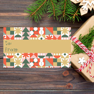 Retro-Vintagen "Till och från" skandinavisk jul Rektangulärt Klistermärke