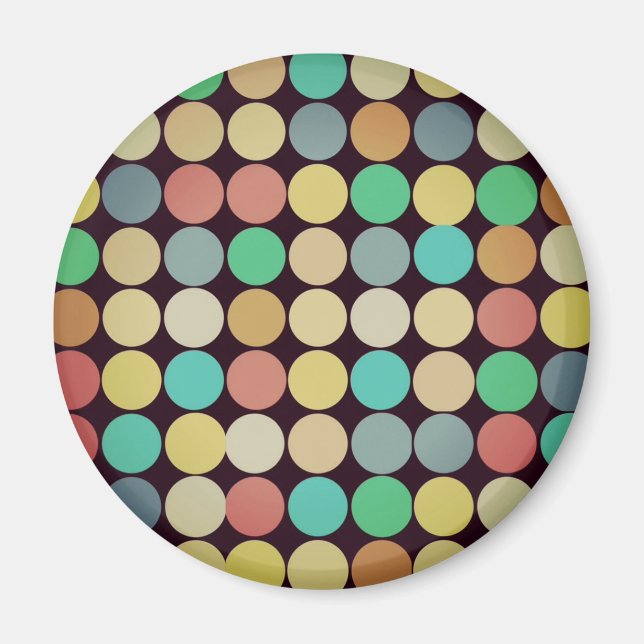 Retro-Vintagens multifärgade cirklar Mönster Magnet (Framsidan)