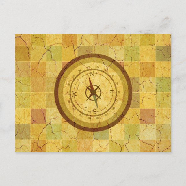 Retro-Vintagens multifärgade kompasdesign Vykort (Framsida)