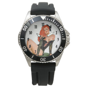 Retro vintagepinup för damunderkläder armbandsur