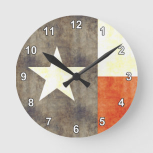 Retro vintageTexas flagga Rund Klocka