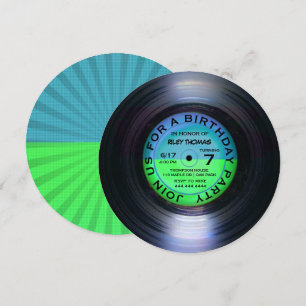 Retro Vinyl Album Disco Stil Födelsedagsfest Inbjudningar