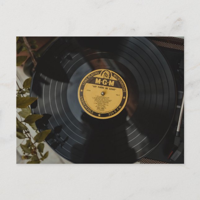 Retro Vinyl-bröllopsinbjudan - låt oss ha Kärlek Inbjudan Vykort (Framsida)