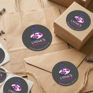 Retro Vinyl & Coffee Book Club Personalized  Runt Klistermärke