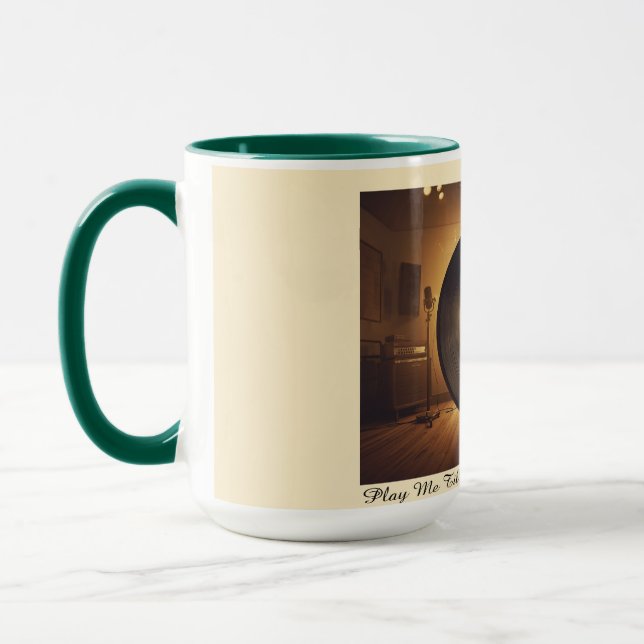 Retro Vinyl Gitarr Kaffe Mugg (Vänster)