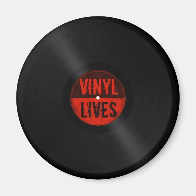Retro Vinyl Lives Magnet (Framsidan)