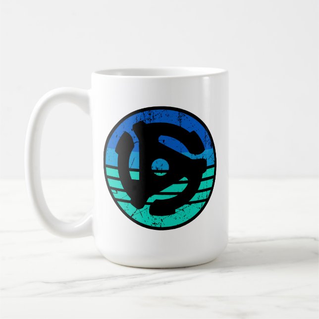 Retro-vinyl med 45 v/min-adapter kaffemugg (Vänster)