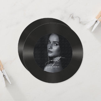 Retro vinyl-posta foto söt 16 födelsedag inbjudningar