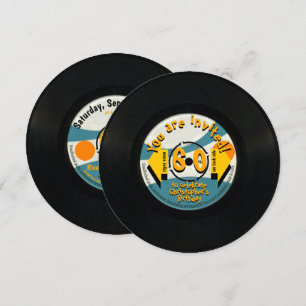 Retro Vinyl Record 60:e Födelsedagsfesten Round In Inbjudningar