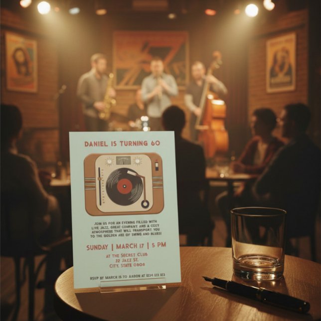 Retro Vinyl Record 60th Birthday Invitation Inbjudningar (Skapare uppladdad)