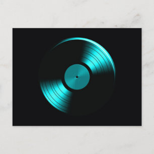 Retro Vinyl Record Album i Teal Vykort