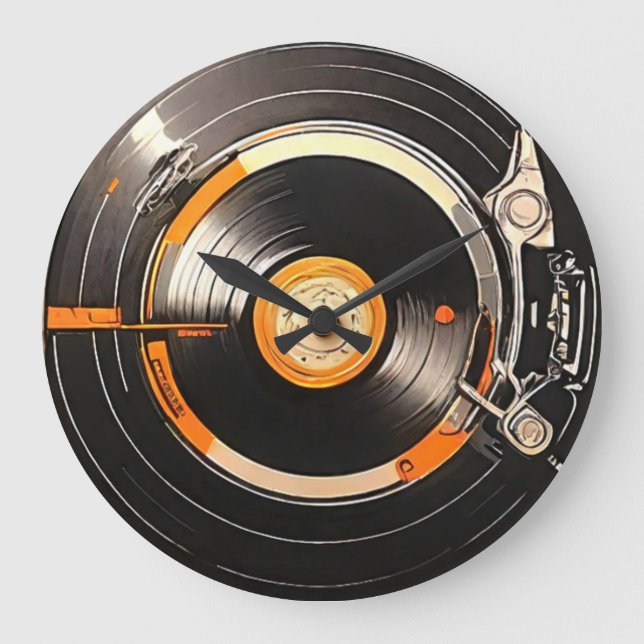 Retro Vinyl Record Art Stor Klocka (Framsida)