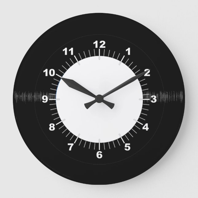 Retro Vinyl Record Black and White W/Clock Ansikte Stor Klocka (Framsida)