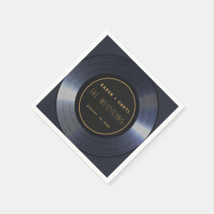 Retro Vinyl Record Black Bröllop Pappersservett