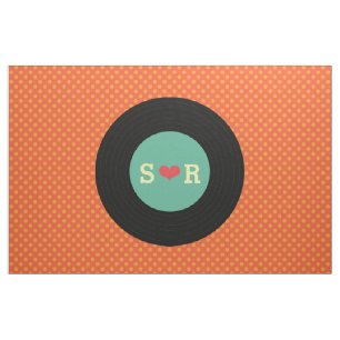 Retro Vinyl Record Bröllop Flagga Tyg