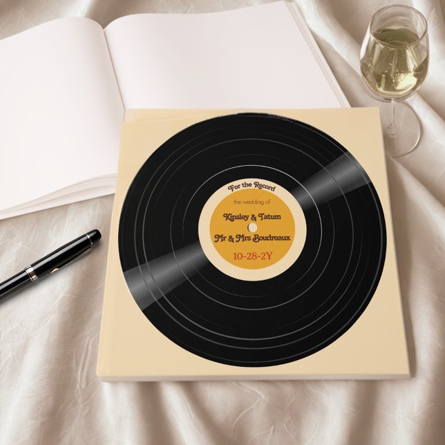 Retro Vinyl Record Bröllop Guest Bok (Retro vinyl record guestbook personalized for your wedding. )