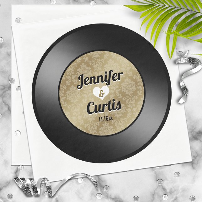 Retro Vinyl Record Bröllop Napkins Pappersservett (Skapare uppladdad)