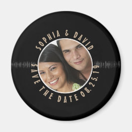 Retro Vinyl Record Bröllop PHOTO SPARA DATUM Magnet