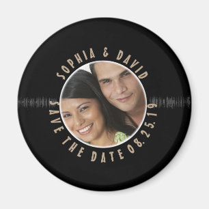 Retro Vinyl Record Bröllop PHOTO SPARA DATUM Magnet