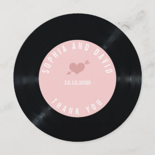  Retro Vinyl Record Bröllop TACK Kort