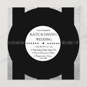 Retro Vinyl Record Chic Silver Bröllopsinbjudninga Inbjudningar
