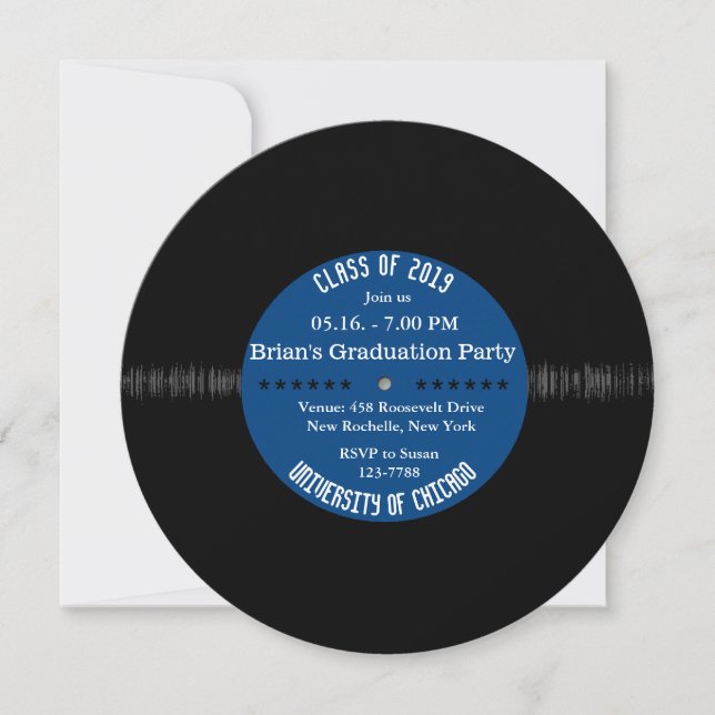 Retro Vinyl Record | Den moderna Chicen Studenten  Inbjudningar (Framsida)