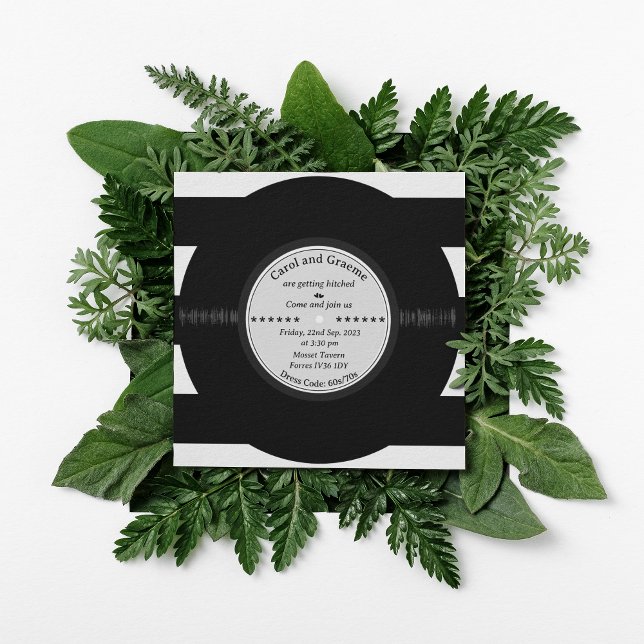 Retro Vinyl Record Elegant Chic Bröllop Inbjudningar (Skapare uppladdad)