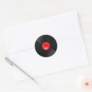 Retro Vinyl Record-etikett - Elegant Music Art Runt Klistermärke