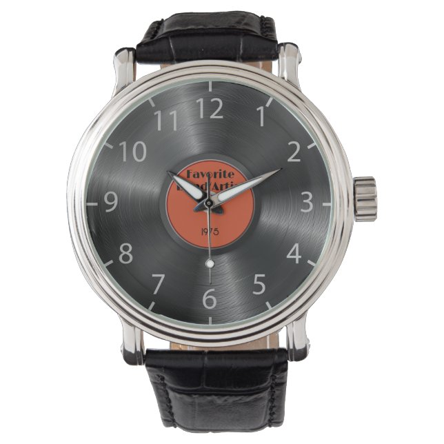 Retro Vinyl Record Favorite Band Musician Music Armbandsur (Framsida)