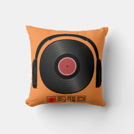 Retro Vinyl Record Headphones Music Pillow Kudde