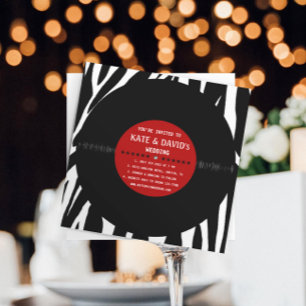 Retro Vinyl Record l Modern bröllopsinbjudan Inbjudningar