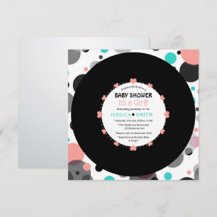 Retro Vinyl Record l Modern Chic Girl Baby Shower Inbjudningar